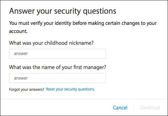 Zadajte svoje bezpečnostné otázky a odpovede týkajúce sa Apple ID na PC alebo Mac