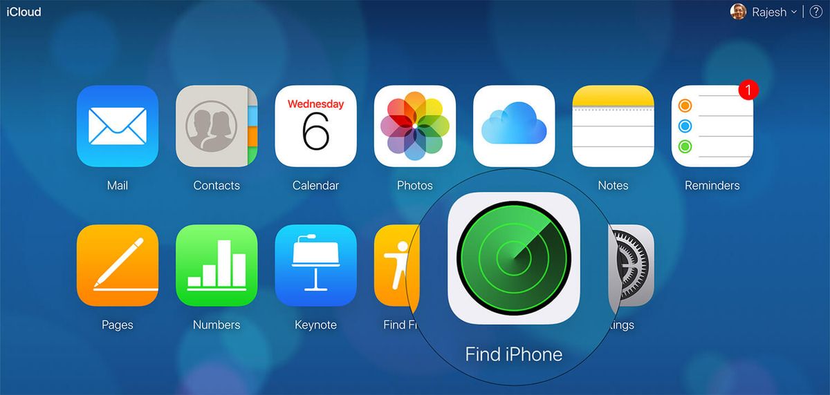 Spustelėkite „Ieškoti„ iPhone “„ iCloud “