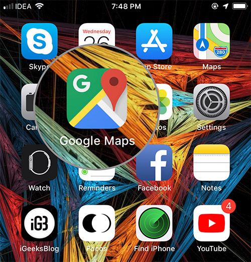 Åpne Google Maps-appen på smarttelefonen