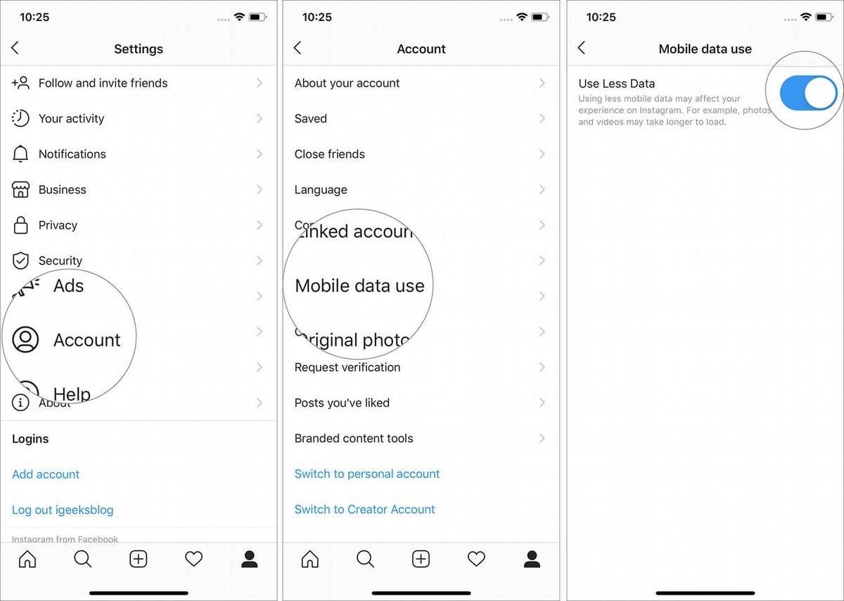 Saglabājiet mobilos datus, vienlaikus izmantojot Instagram iPhone tālrunī