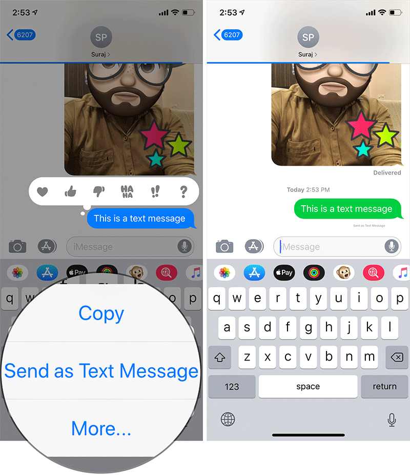 Pošljite sporočilo iMessage kot besedilno sporočilo iz iPhona