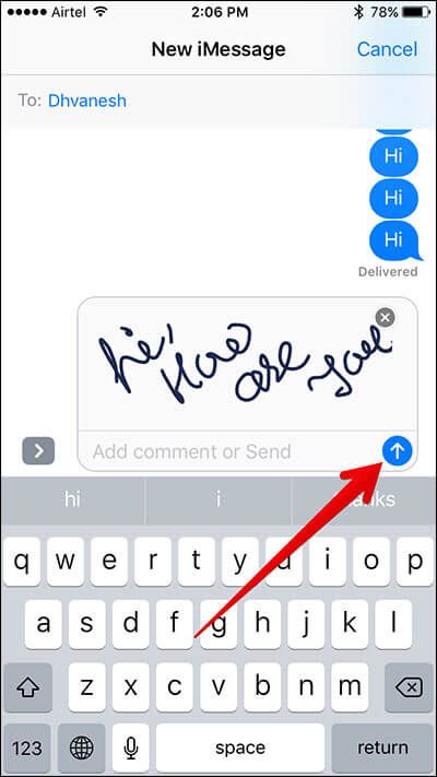 iPhoneのiOS10で手書きメッセージを送信する