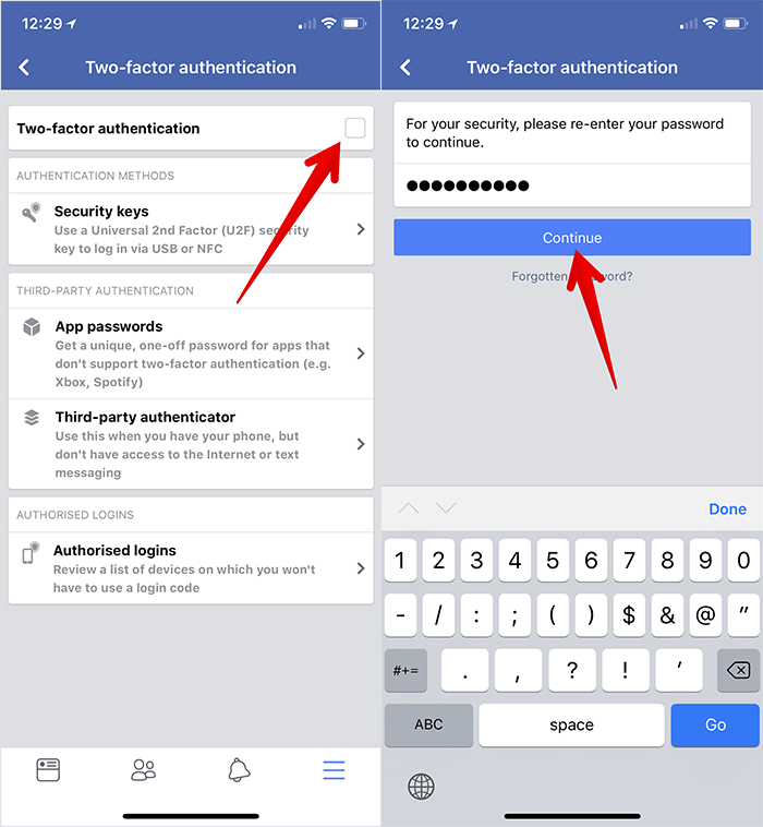 Nastavte dvojfaktorové overenie na iPhone pre Facebook