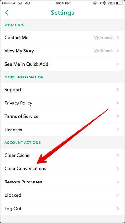 Slett individuell chat i Snapchat på iPhone