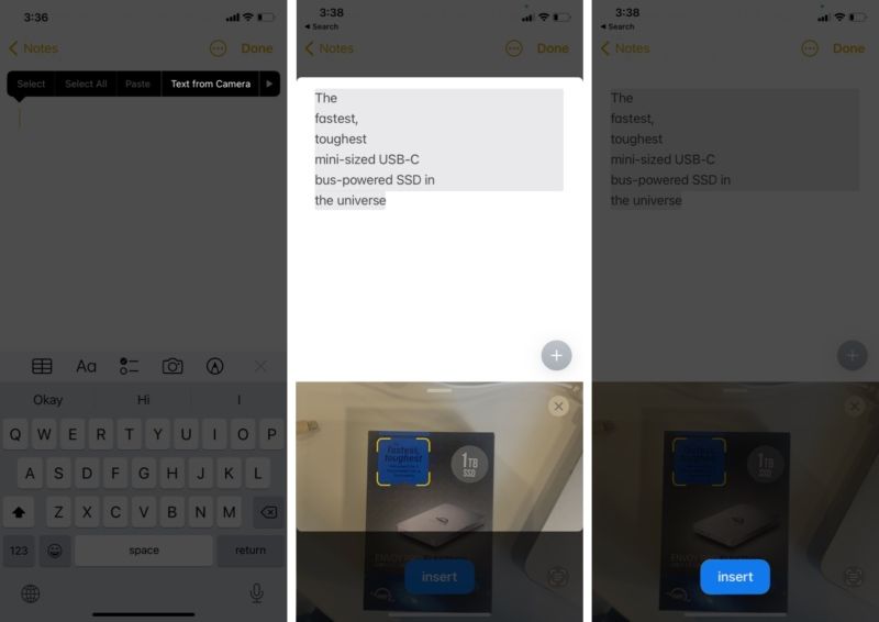Sådan kopieres tekst fra kamera i enhver app