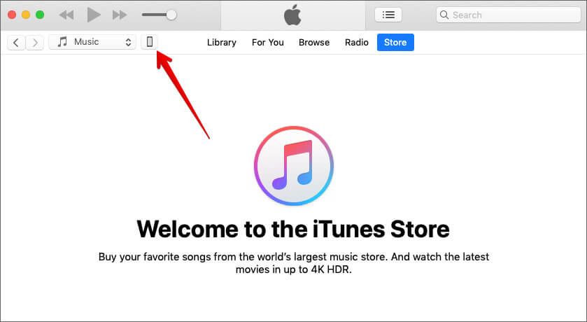 Feu clic a la petita icona del dispositiu a iTunes