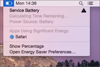 Service Battery Alert på Macbook