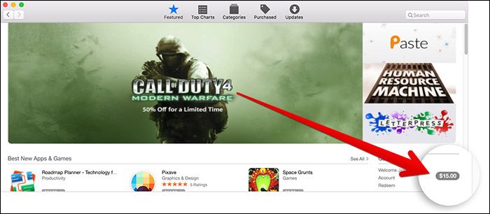 Sjekk App Store-saldoen i Mac App Store