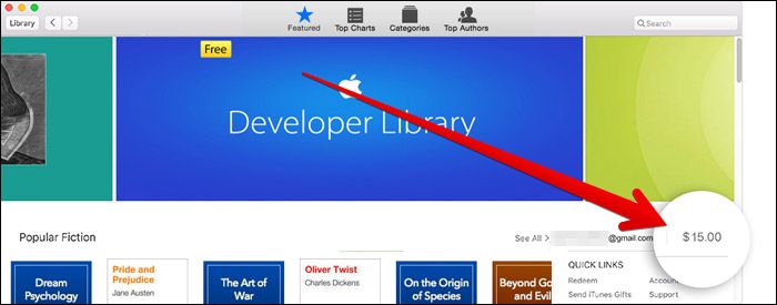Vis Apple ID-kontosaldo fra iBooks på Mac
