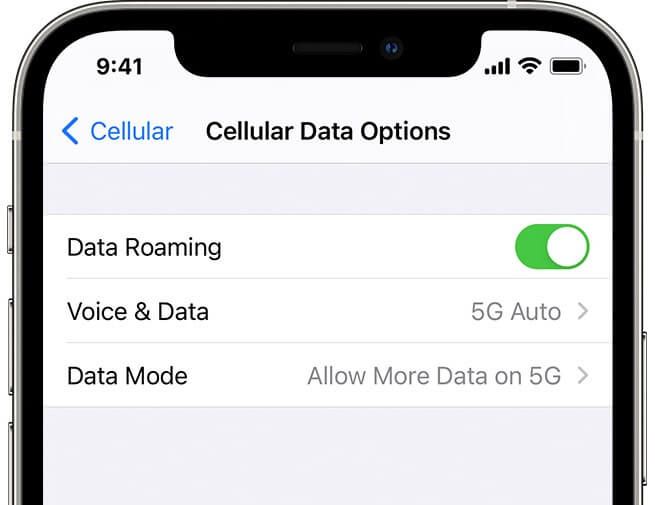 Skontrolujte dátový roaming na iPhone série 12