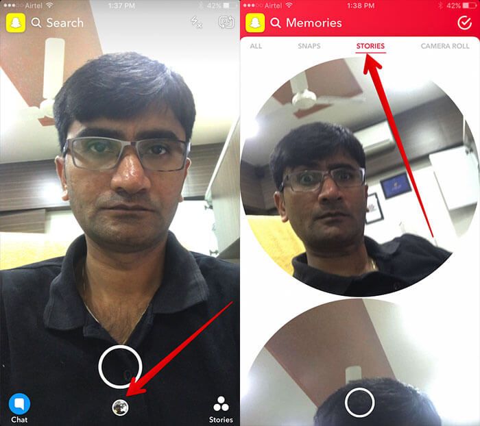 Få tilgang til historier i Snapchat-minner på iPhone