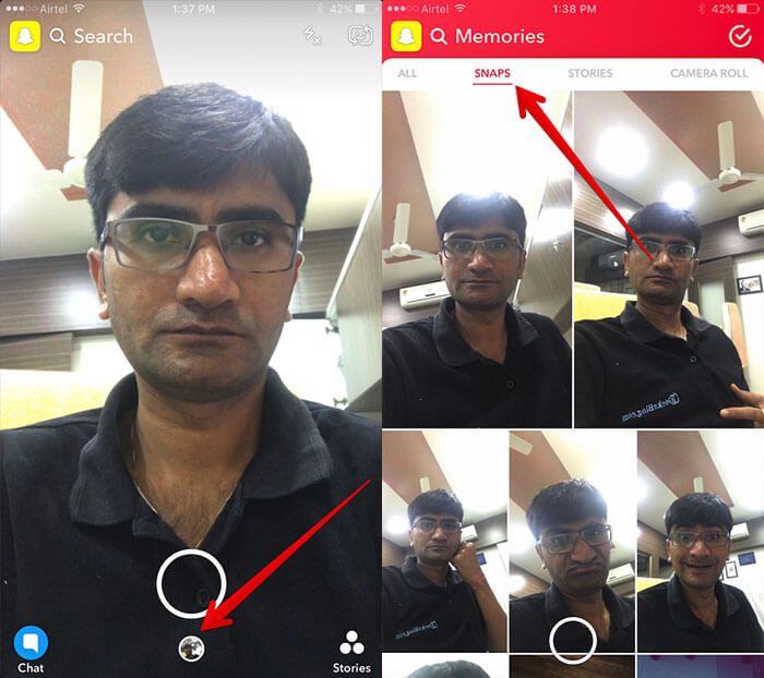 Få tilgang til Snaps i Snapchat-minner på iPhone