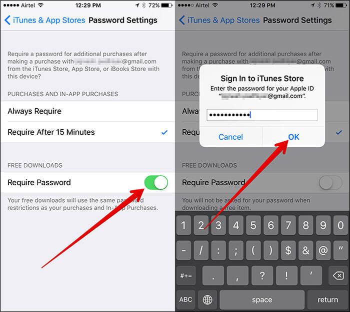 Nastavte heslo pre iTunes v iOS 10 na iPhone