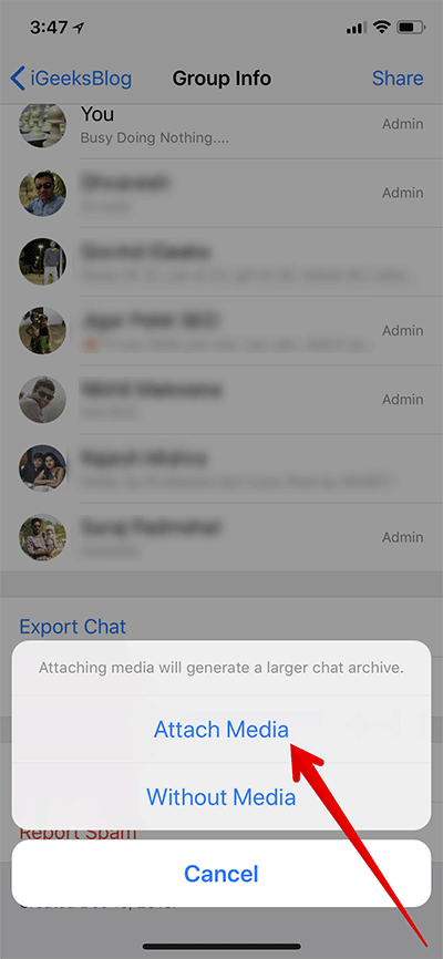 Eksporter WhatsApp Chat fra iPhone