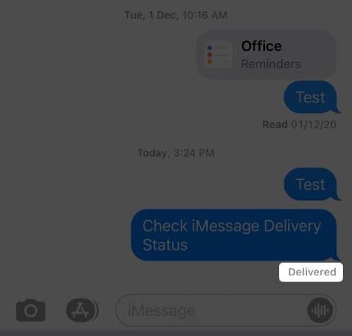 Sjekk iMessage leveringsstatus på iPhone