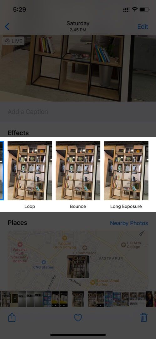 Velg Effekt for å konvertere Live Photo på iPhone