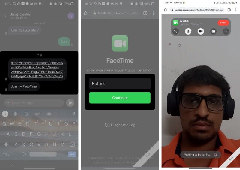 Bli med i FaceTime-samtalen fra en Android- eller Windows-enhet