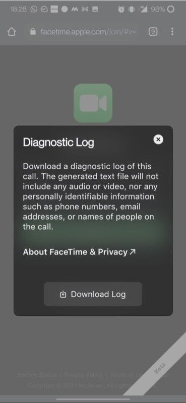 Last ned diagnoselogg for samtalen på Android-enhet