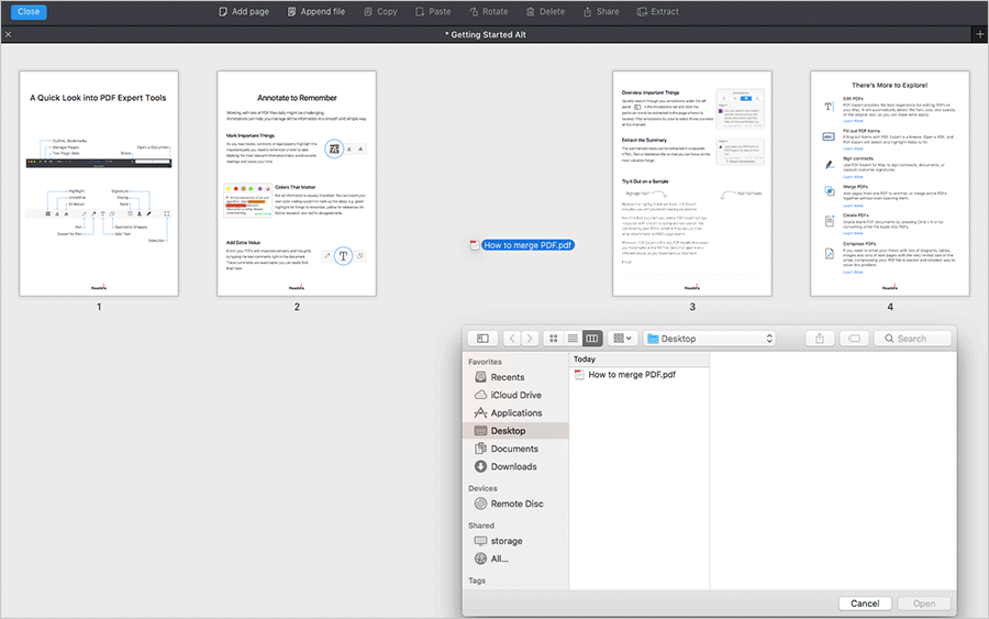 Kombiner PDF-filer på Mac ved hjelp av dra og slipp