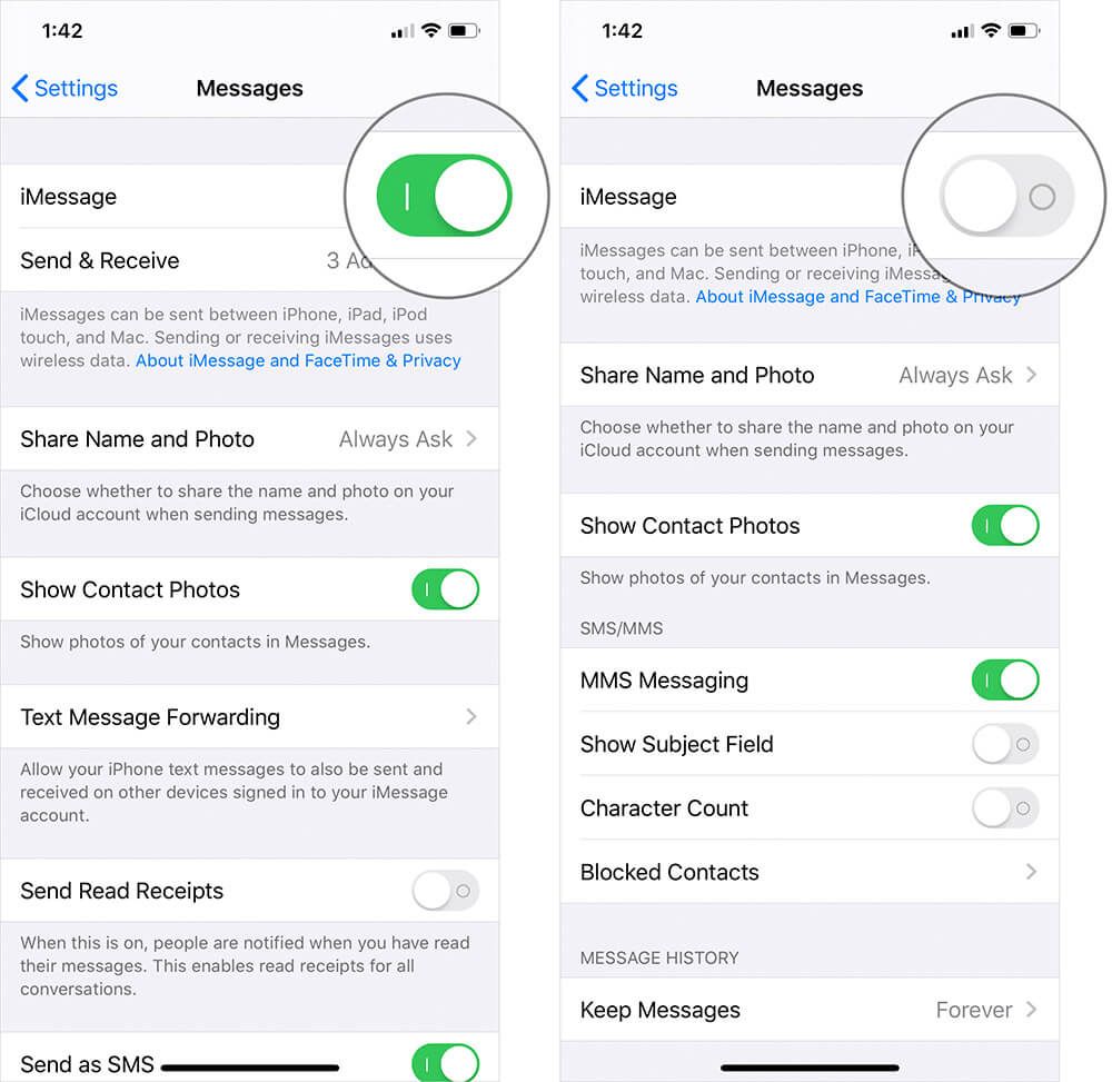 Izklopite iMessage v iPhonu ali iPadu