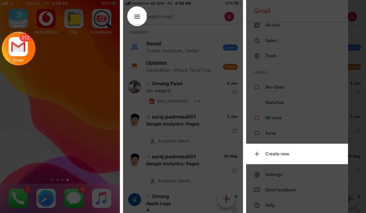 Absender in der Gmail-App auf dem iPhone blockieren