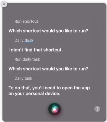 Bruk Siri-snarveier på Mac