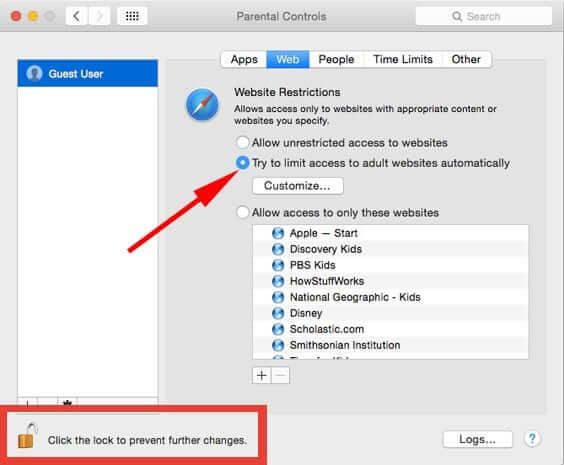 Slik blokkerer du nettsteder på Mac OS X Yosemite med foreldrekontroll