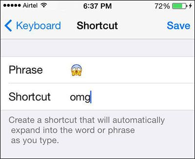 Legg til Emoji til iPhone-hurtigtaster