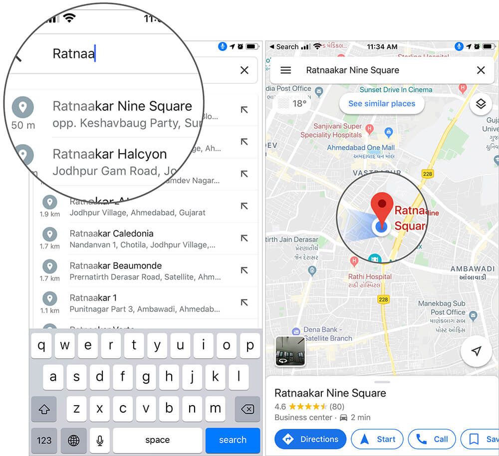 Nuleiskite smeigtuką „iPhone“ esančiuose „Google“ žemėlapiuose