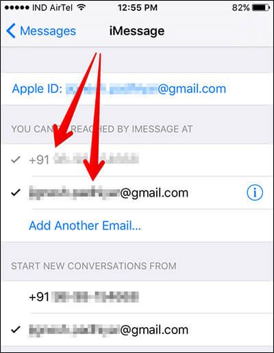 Identifiant Apple et numéro de téléphone associés à iMessage
