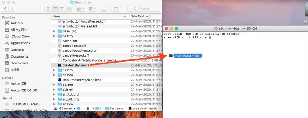 kopírovanie údajov na jednotku USB v termináli mac