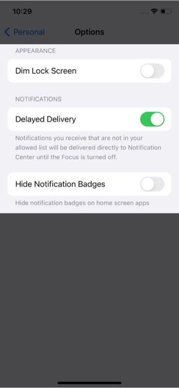 Altres opcions de personalització de Focus a iOS 15