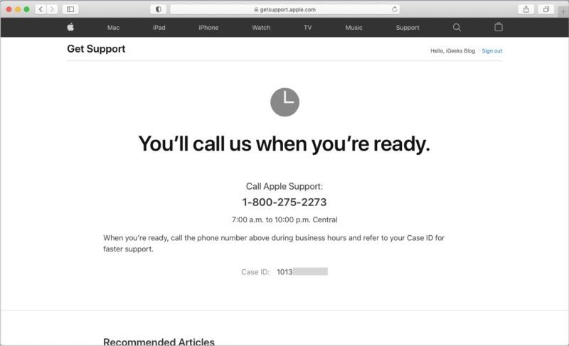 Hvordan ringe Apple Support eller få tilbakeringing fra dem