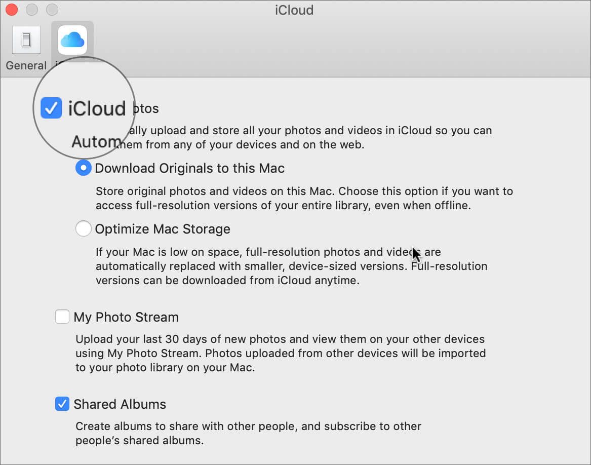 Slå på iCloud Photos på Mac