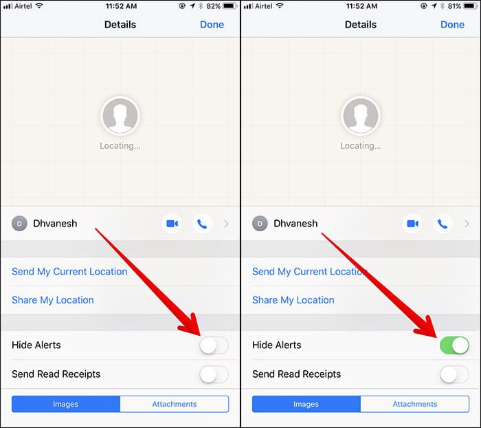 Skjul varsler i iMessage-appen på iPhone i iOS 11