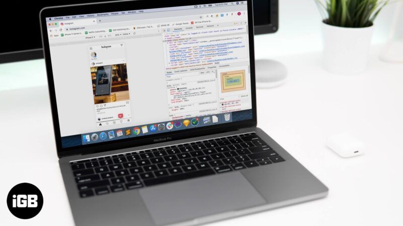 Høyreklikk i Google Chrome og klikk på Inspiser på Mac