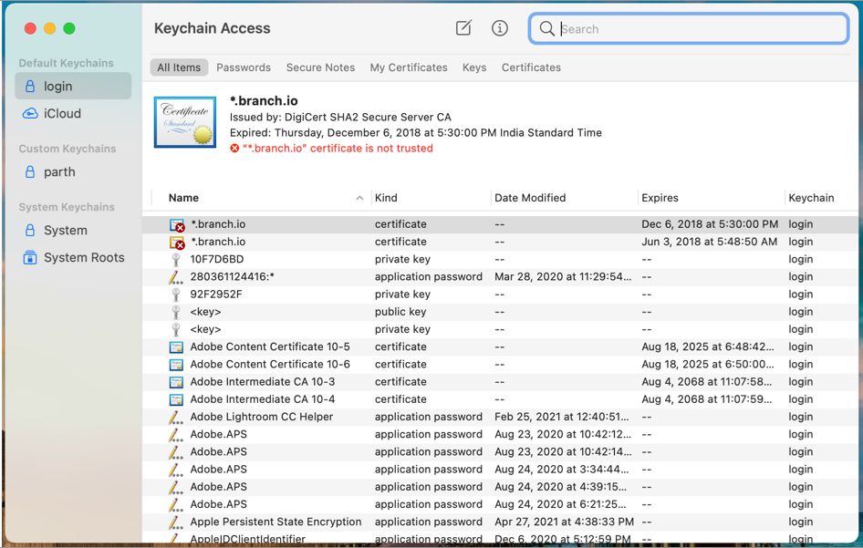 „Mac“ atidarykite „Keychain Access“