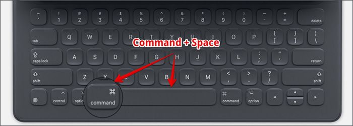 „Spotlight“ paieška naudojant „Smart Keyboard“