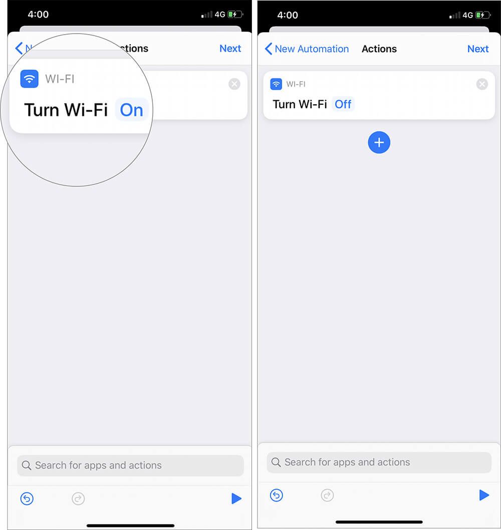 Klepnutím na možnosť Vypnuté automaticky vypnete Wi-Fi v iPhone, keď opúšťate dom alebo kanceláriu