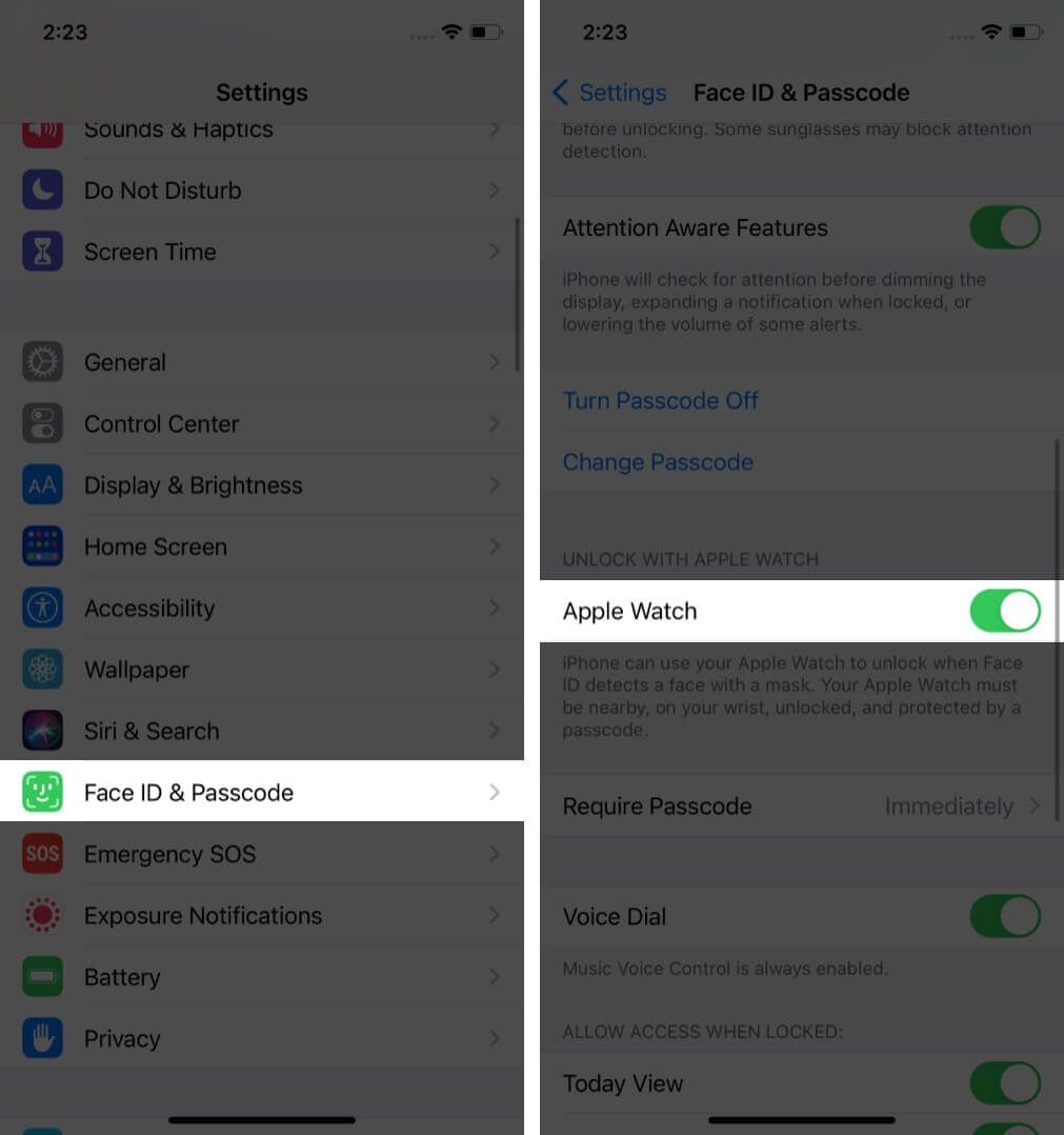 Activer le déverrouillage avec la fonction Apple Watch sur iPhone