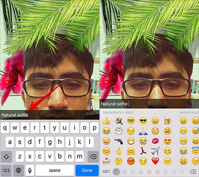 Afegiu subtítols i Emoji a Snapchat Selfie a l