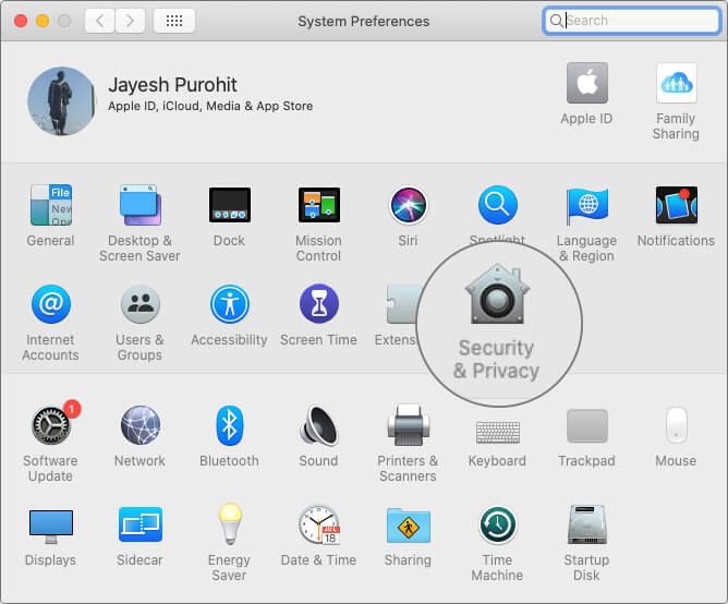 Odaberite Sigurnost i privatnost u Postavkama sustava Mac