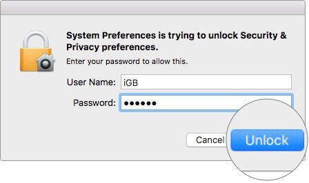 Unesite lozinku i kliknite Otključaj na Macu