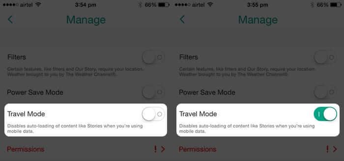 Uključite način putovanja u Snapcat na iPhoneu