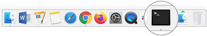 Start terminal fra applikasjon på Mac