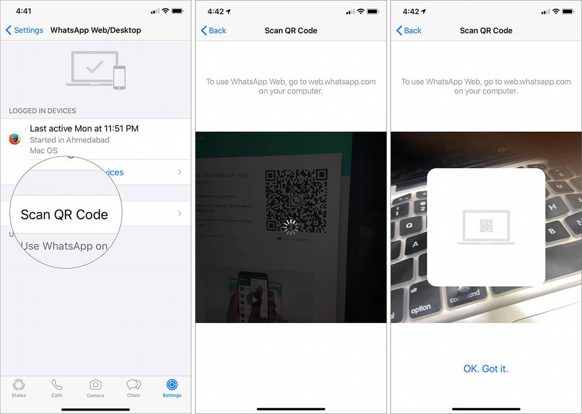 Trykk på Skann QR-kode på iPhone, og skann deretter QR-koden på iPad