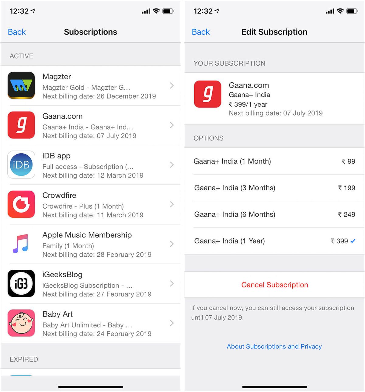 Se abonnementer på App Store på iPhone og iPad