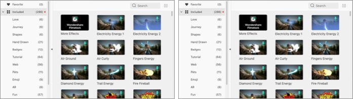 200 trendy elementer i Wondershare Filmora X-appen