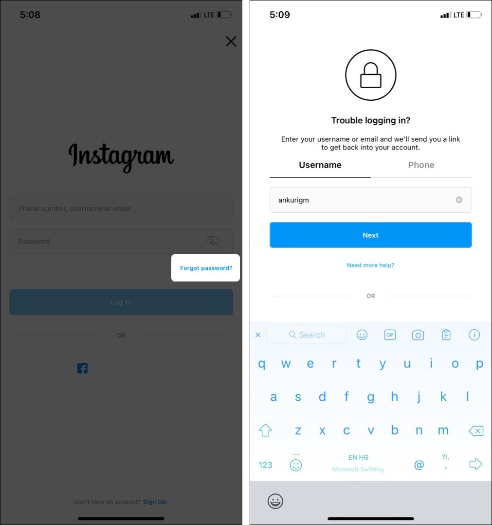 Ako obnoviť zabudnuté heslo Instagramu pomocou aplikácie