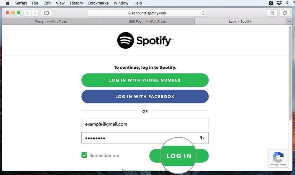 Logg på Spotify-konto på Mac